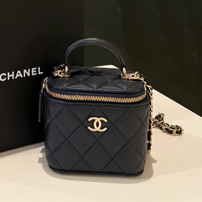Chanel Vanity Black Top Handle Excellent