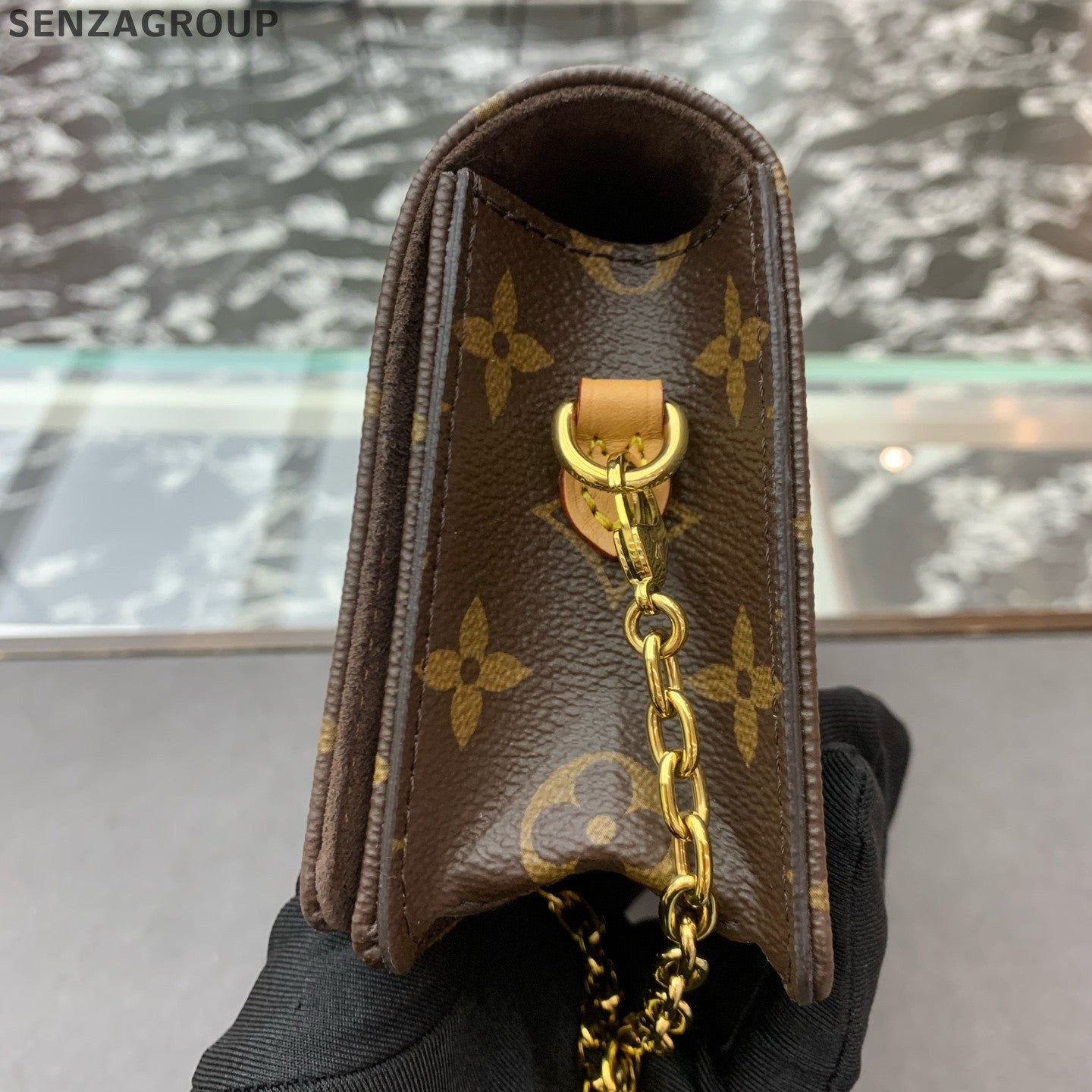 Louis Vuitton Lily WOC Monogram Chain Shoulder Bag Brown Classic Women's