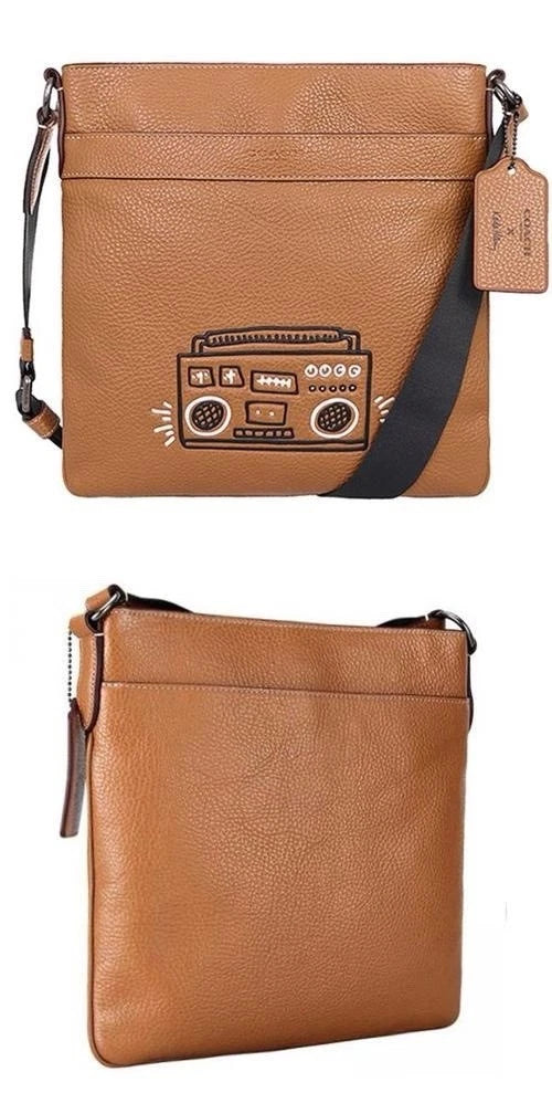 Coach Printed Leather Shoulder Crossbody Bag Brown
