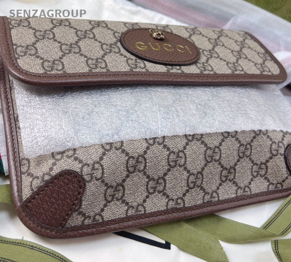 Gucci GG Supreme Waist Bag Shoulder Crossbody Bag Brown Brand New