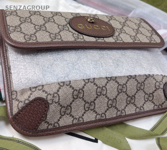 Gucci GG Supreme Waist Bag Shoulder Crossbody Bag Brown Brand New