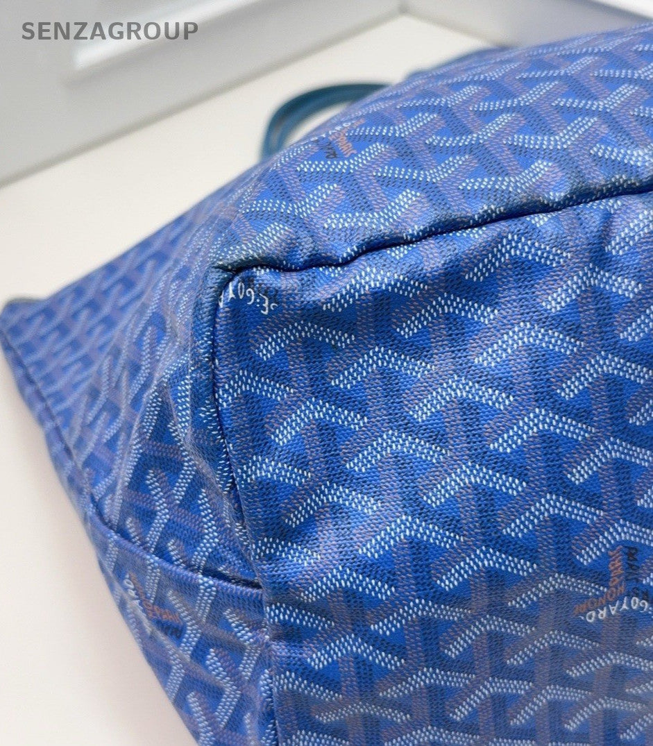 GOYARD Saint Louis Monogram Canvas Tote Shoulder Bag Women Blue