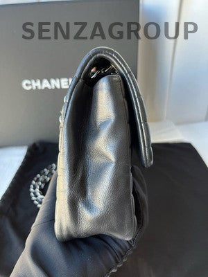 Chanel Black Silver CF Quilted Chain Shoulder Crossbody Bag for Women