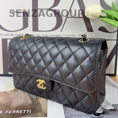 Chanel Black Gold CF Calfskin Medium Chain Shoulder Crossbody Bag