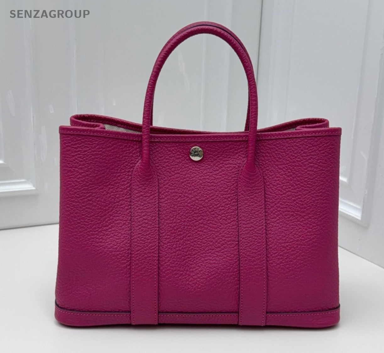 Hermes Garden Party30 Top Handle Bag Purple Silver Women Classic