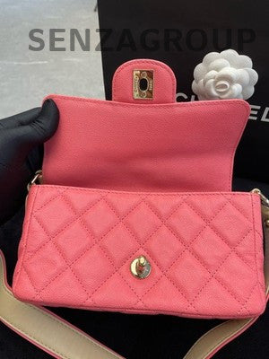 Chanel Classic Flap Pink Gold Hardware Quilted Shoulder Crossbody Bag