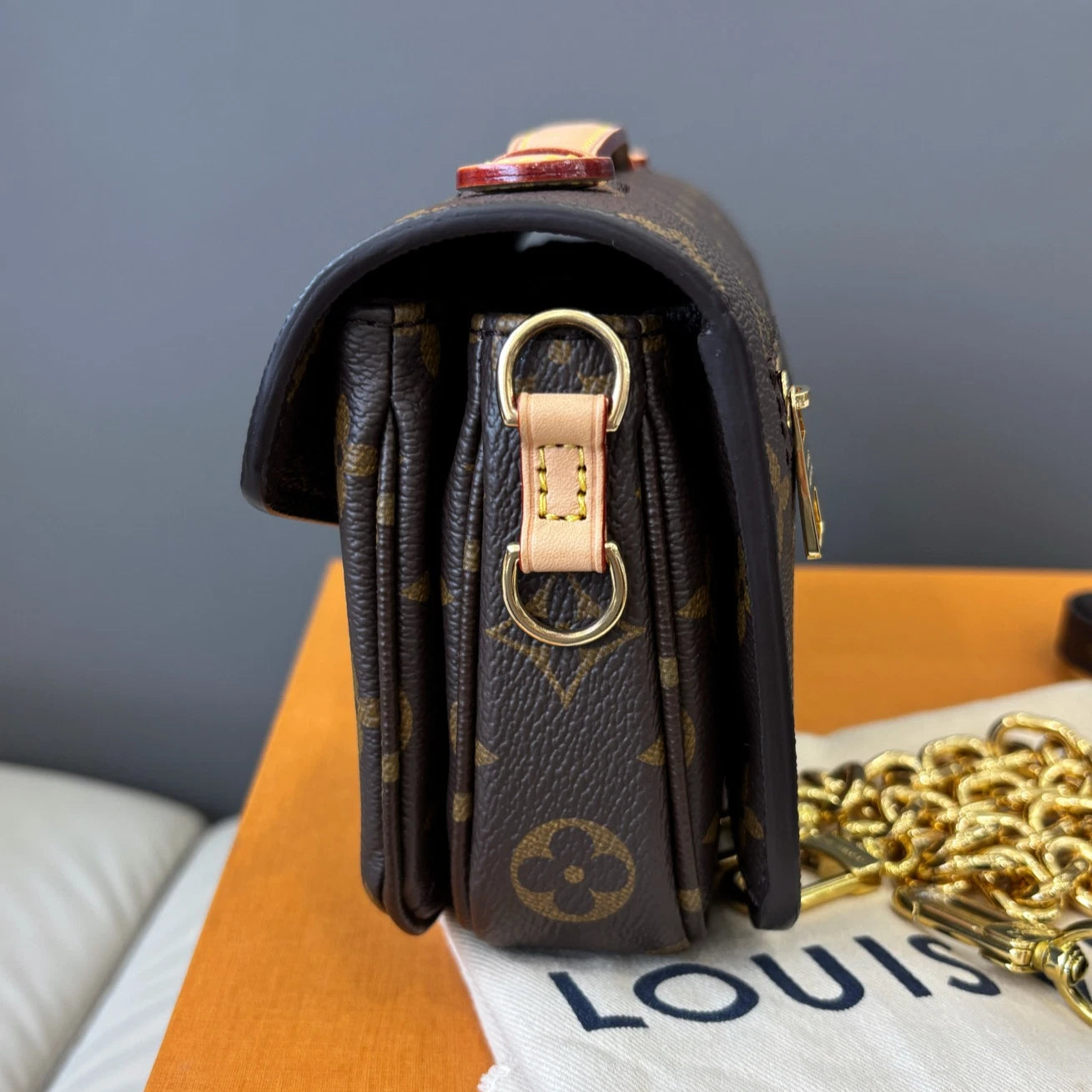 Louis Vuitton Metis PM Monogram Chain Shoulder Bag Crossbody Brown Gold