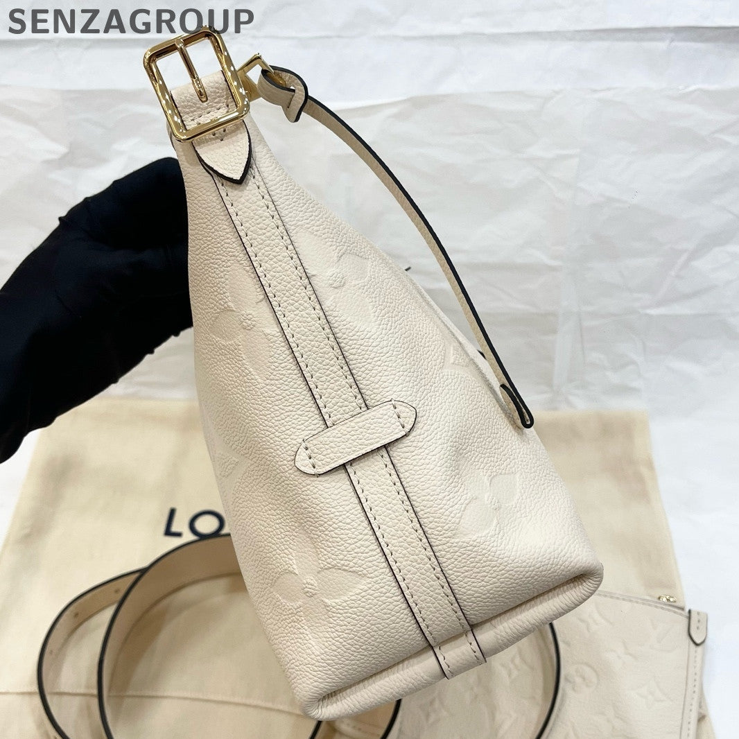 Louis Vuitton Monogram Empreinte Leather Carryall PM Bag White Gold