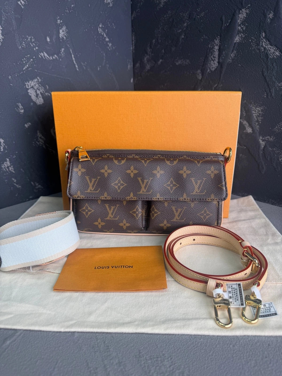 Louis Vuitton Canvas Camel Shoulder Bag For Women