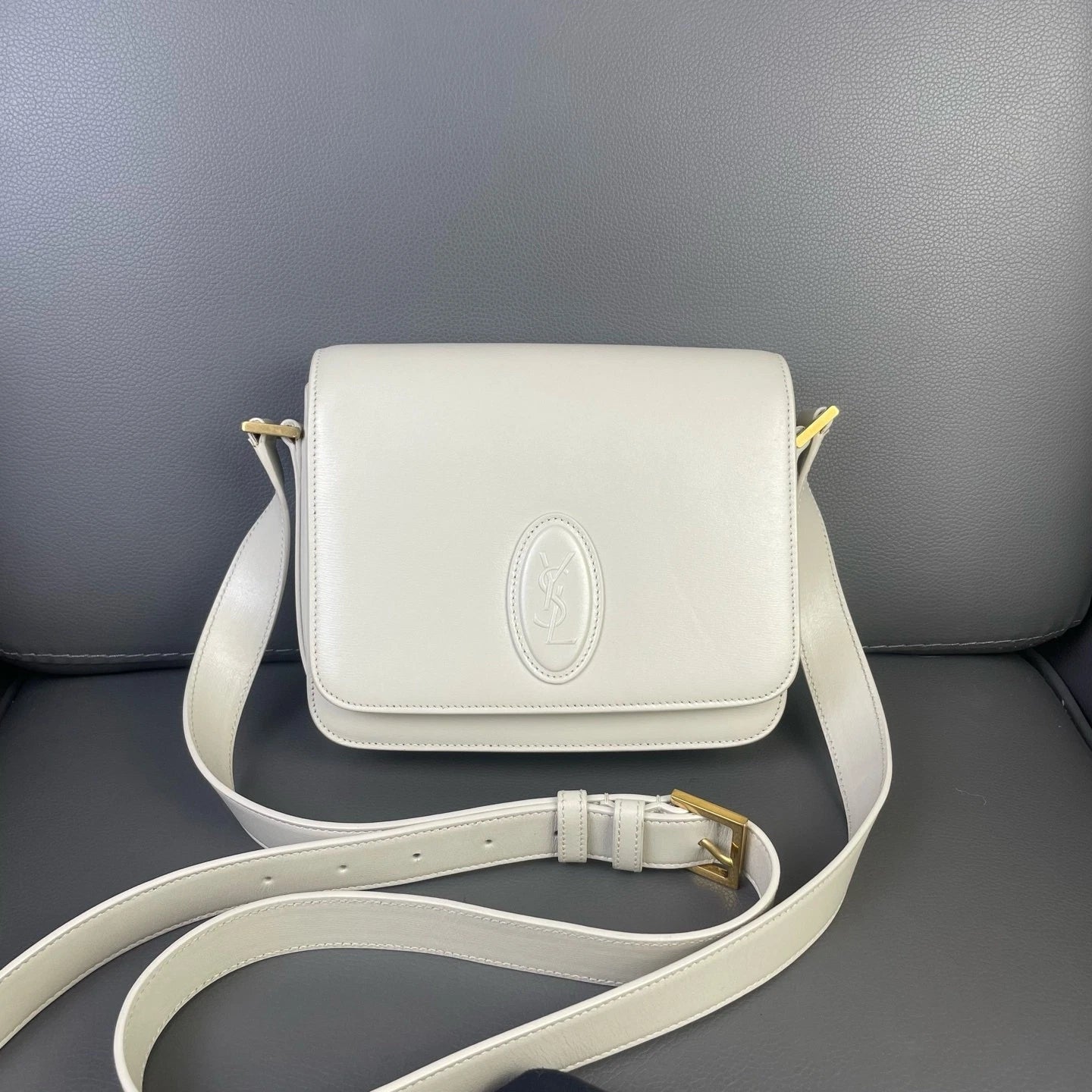 YSL Classic Calfskin Ivory White Shoulder Crossbody Bag For Women