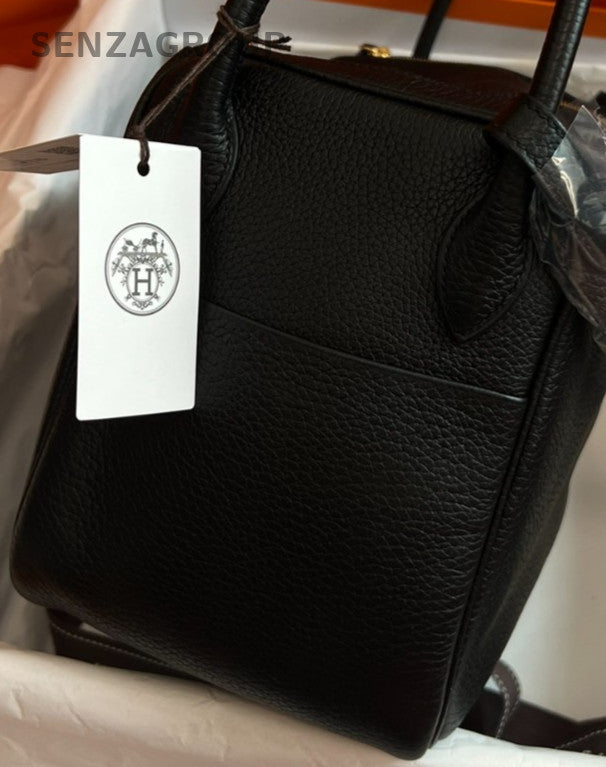 Hermes Lindy26 Shoulder Bag Black Gold Used Women Classic Designer