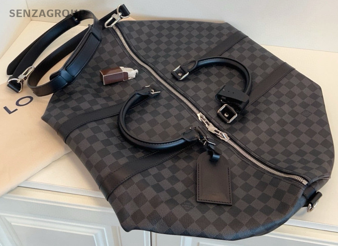 Louis Vuitton Keepall 55 Damier Ebene Black 2WAY Shoulder Almost Brand NEW