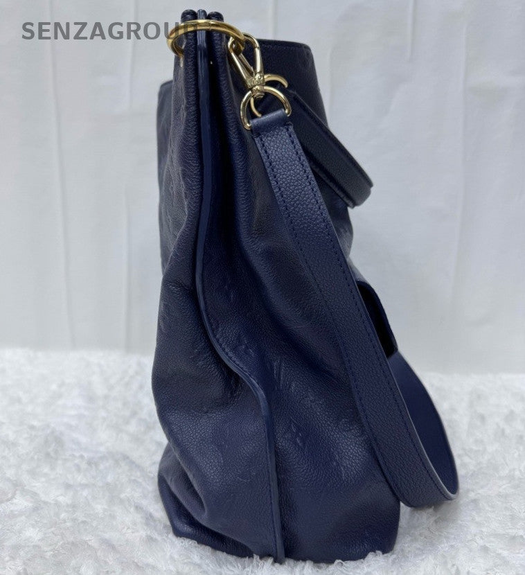 Louis Vuitton Monogram Hobo Shoulder Bag Blue Gold Women Classic