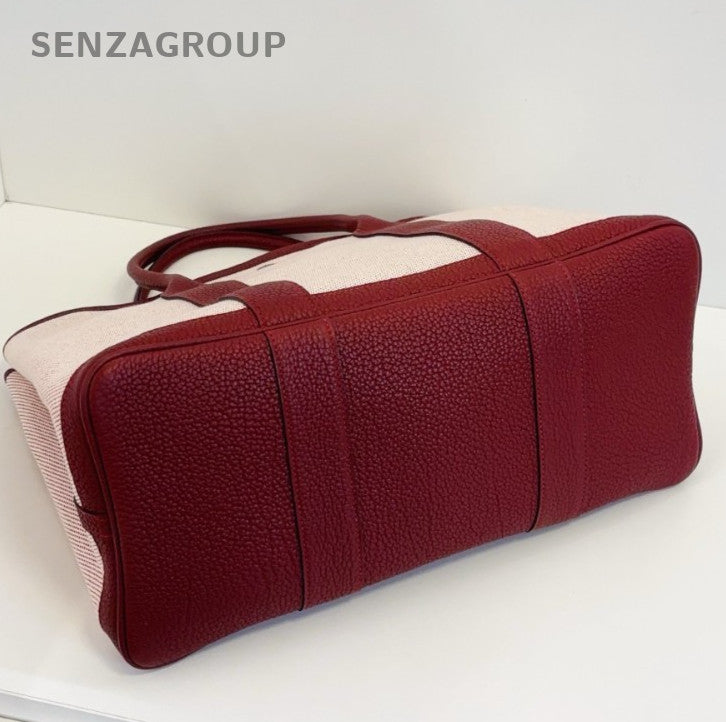 Hermes GardenParty36 Top Handle Bag Pink Red Silver Women Classic