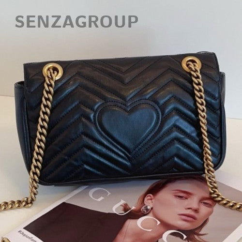 Gucci Marmont 22 Mini Chain Shoulder Bag Black Gold Used Women Classic