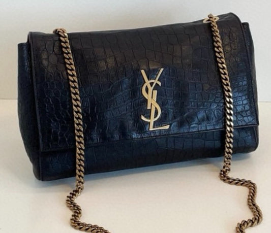 Saint Laurent Kate Double-Sided Chain Shoulder Bag Black Red Used Women Classic
