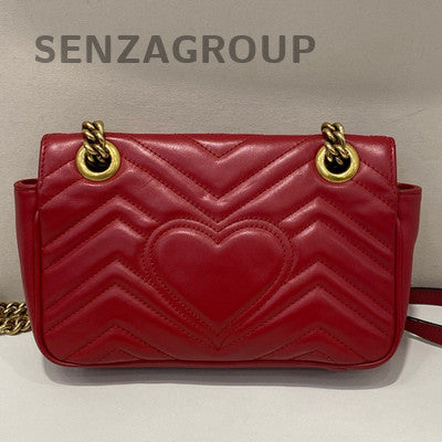 Gucci Marmont 22 Red Gold Chain Shoulder Crossbody Bag Classic Fashion