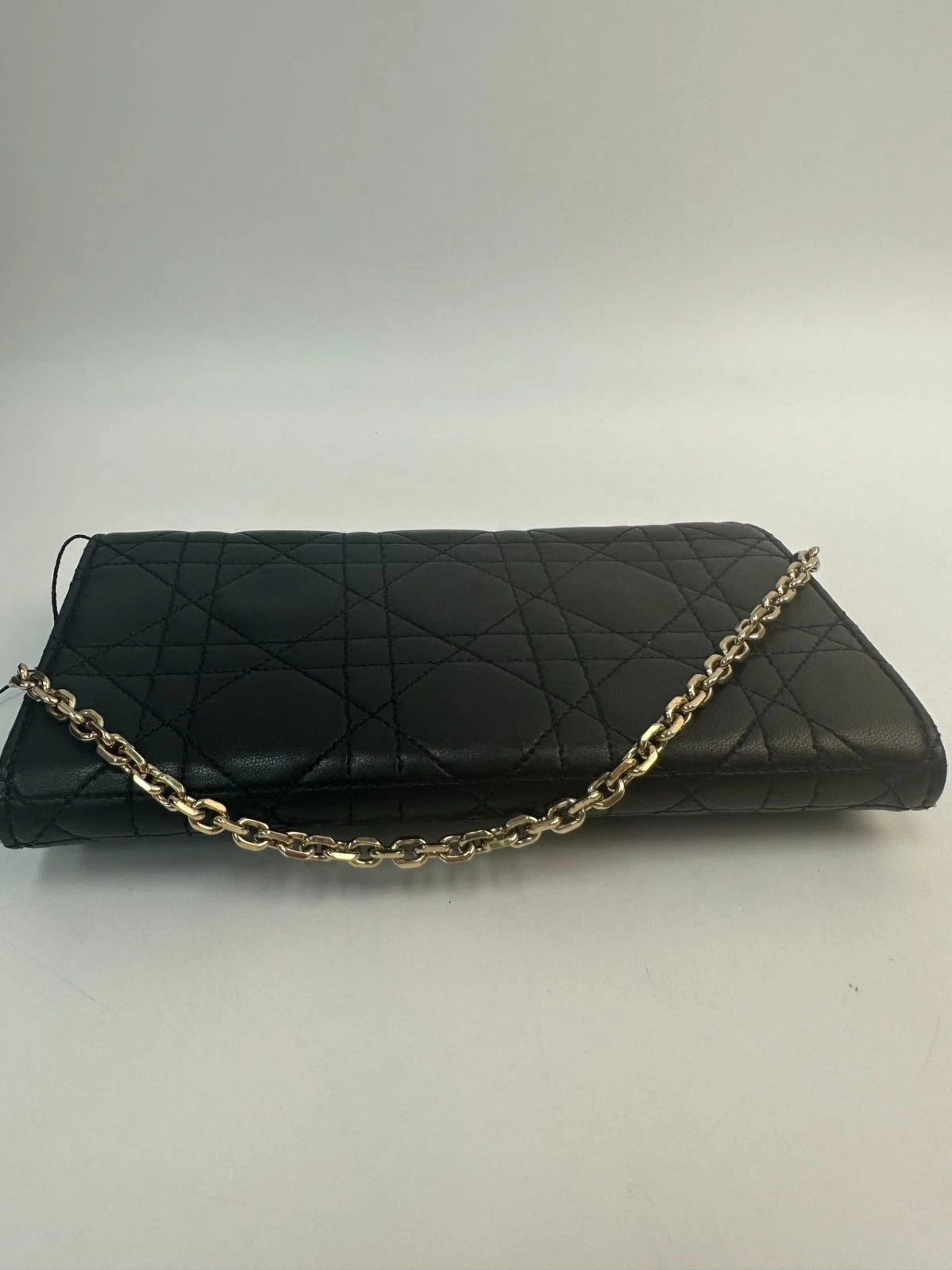 SJ0001 KY02599 Christian Dior Cannage Quilted Calfskin Wallet-on-Chai<wbr/>n