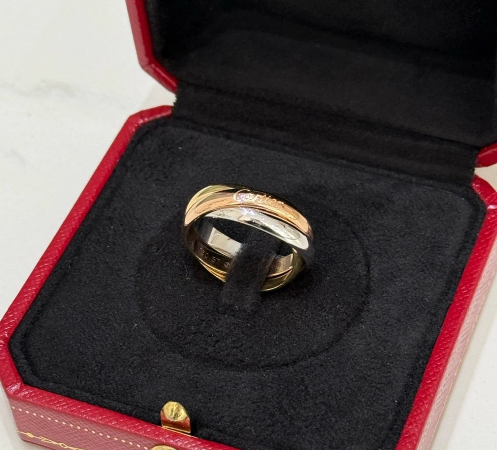Cartier Trinity Ring Classic 18K Tri-Color Gold Band EU57/US8
