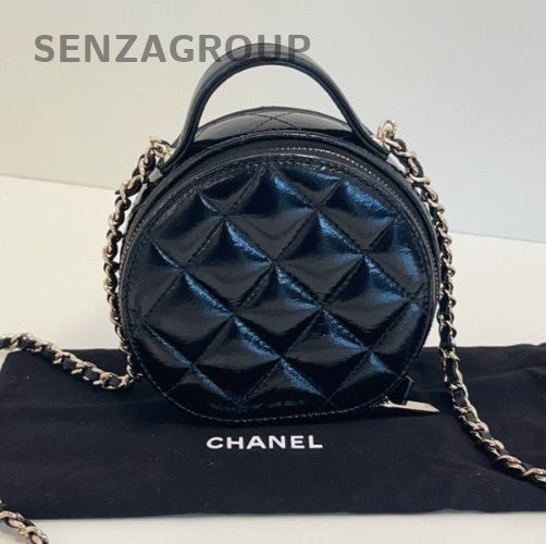 CHANEL Diamond Top Handle 2way Chain Shoulder bag Crossbody Black Gold Women