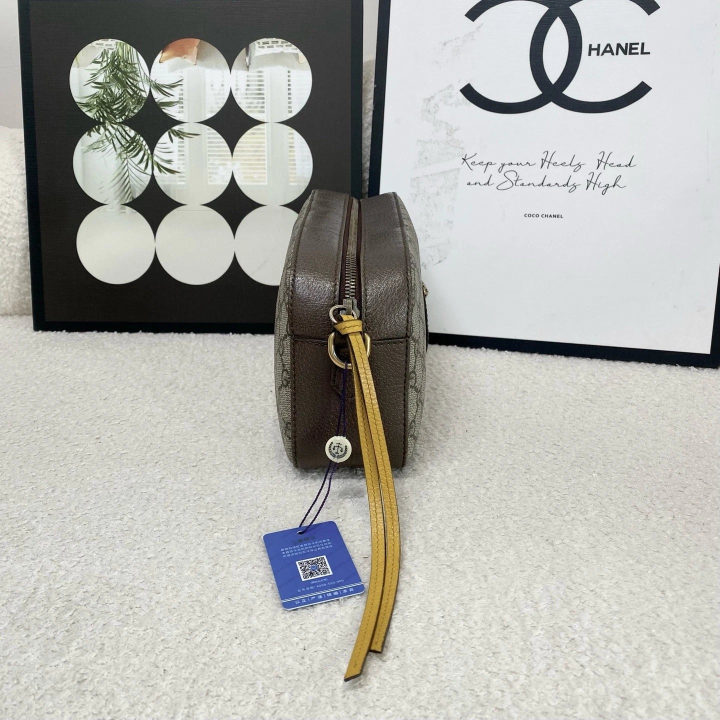 Gucci Retro Striped Trim GG Supreme Canvas Handbag For Women