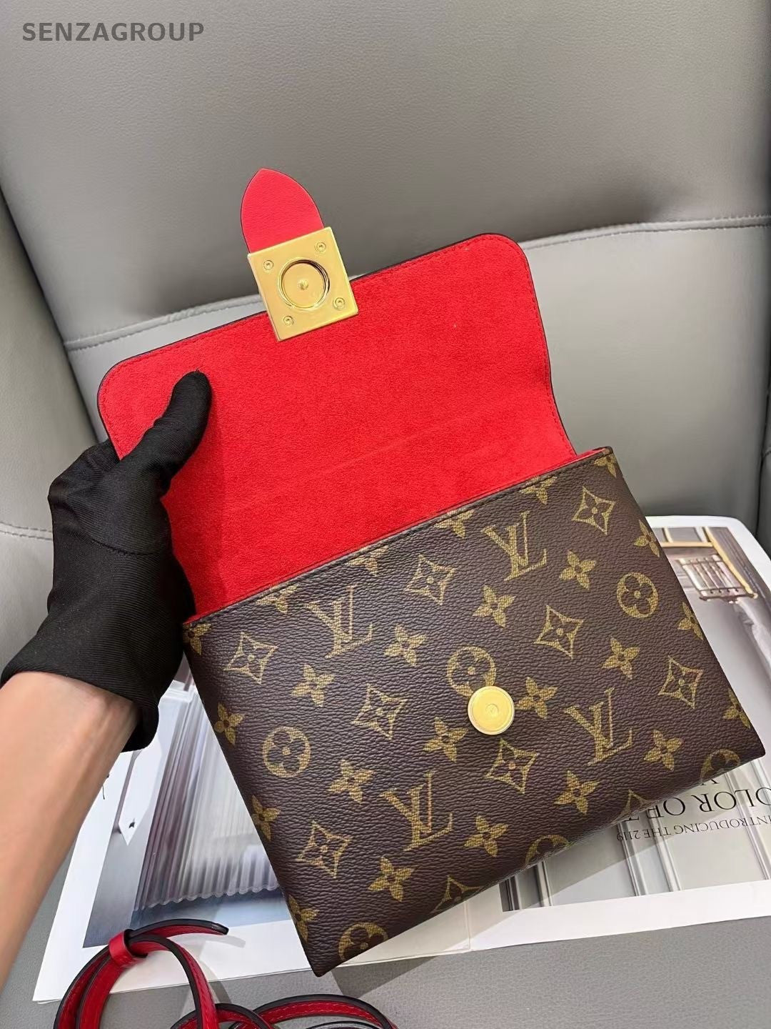 Louis Vuitton Locky BB Monogram Top Handle 2way Shoulder Handbag Women Red