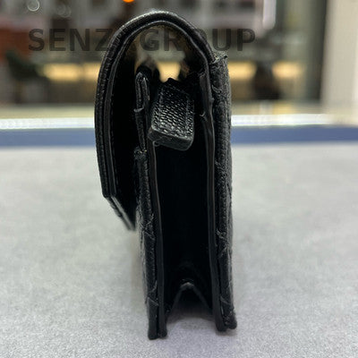 Saint Laurent Black Gold Leather Envelope Cardholder Wallet Women's Classic
