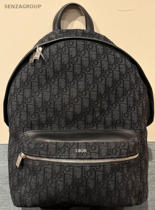 Christian Dior Rider Monogram Backpack Black Silver Unisex Adults Classic