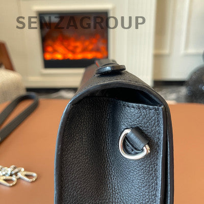 Louis Vuitton Lockme Leather Tote Shoulder Bag Black Silver Women Classic