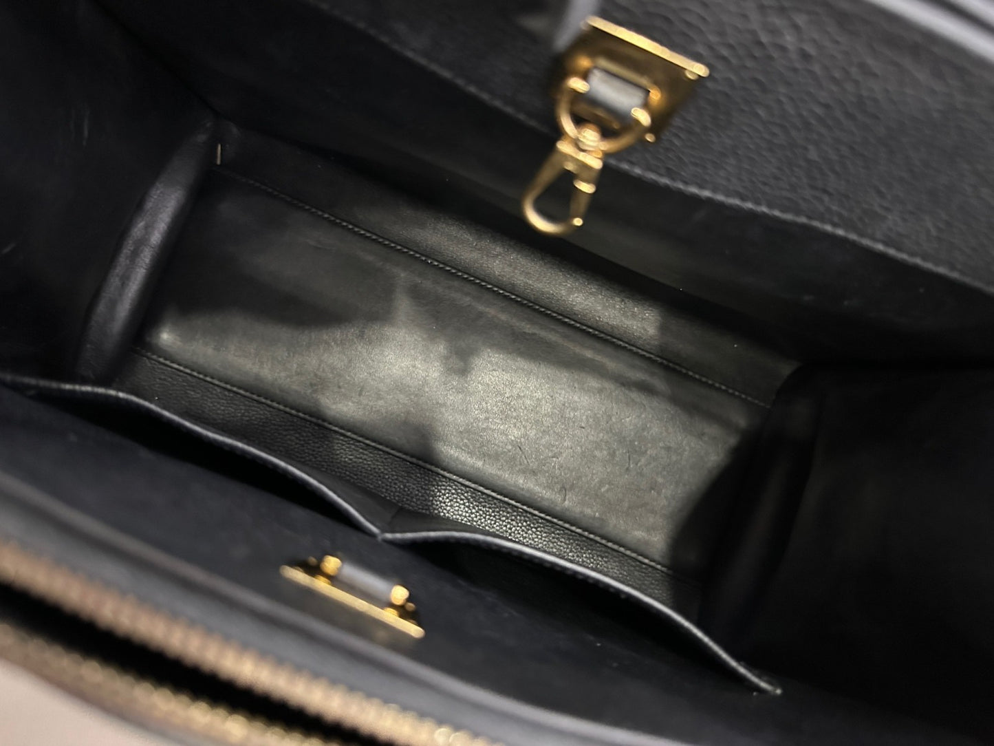 Louis Vuitton City Steamer Top Handle Calfskin Handbag Black Gold Women