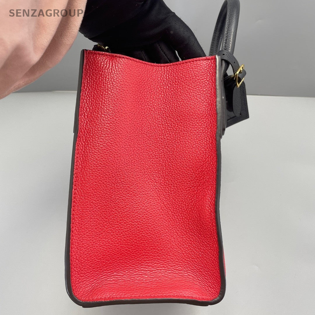 Louis Vuitton City PM Calfskin Top Handle Black Red 2way Handbag Women