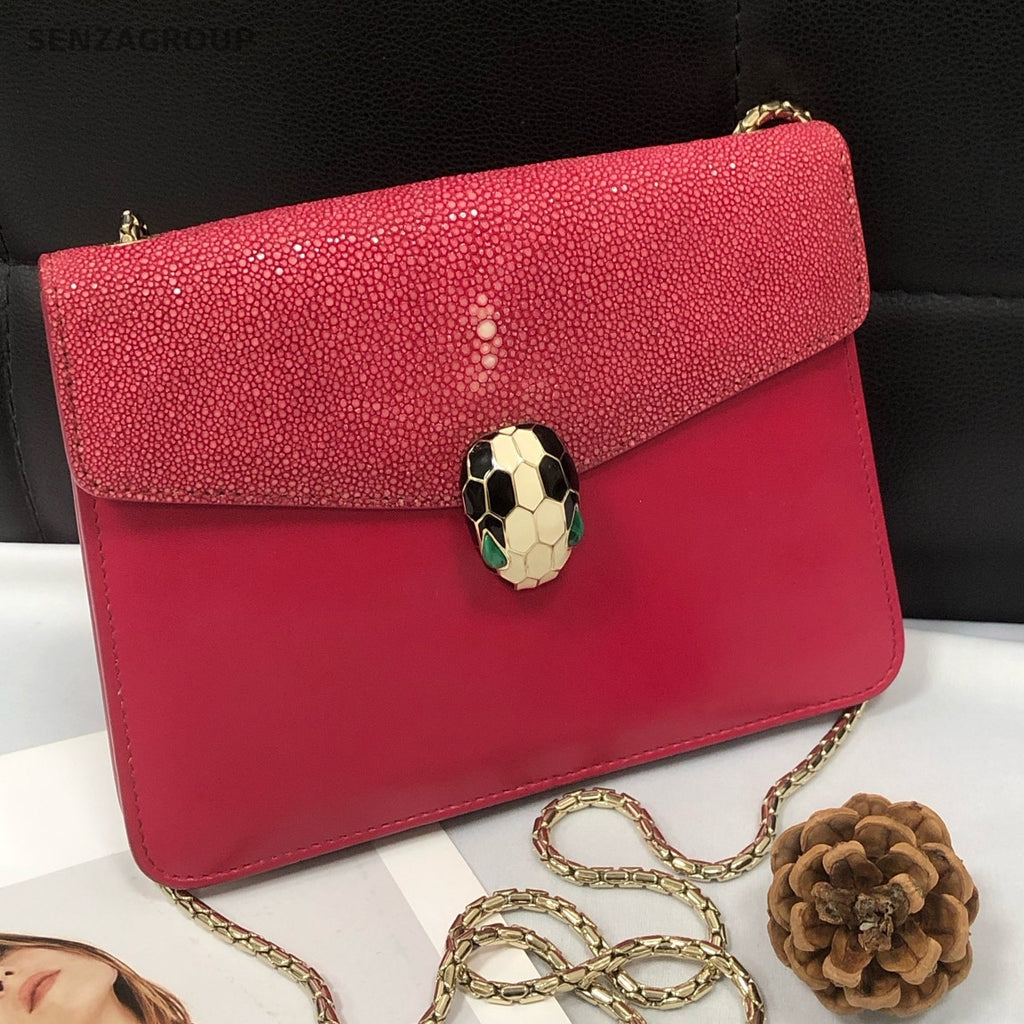 Bvlgari Serpenti Forever Chain Bag Red Gold Women's Classic Shoulder Crossbody