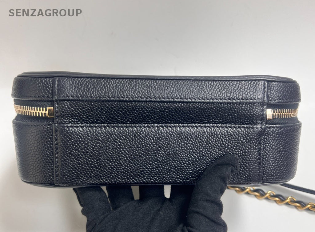 Chanel Vanity Chain Shoulder Bag Crossbody Diamond Black Gold Women Classic