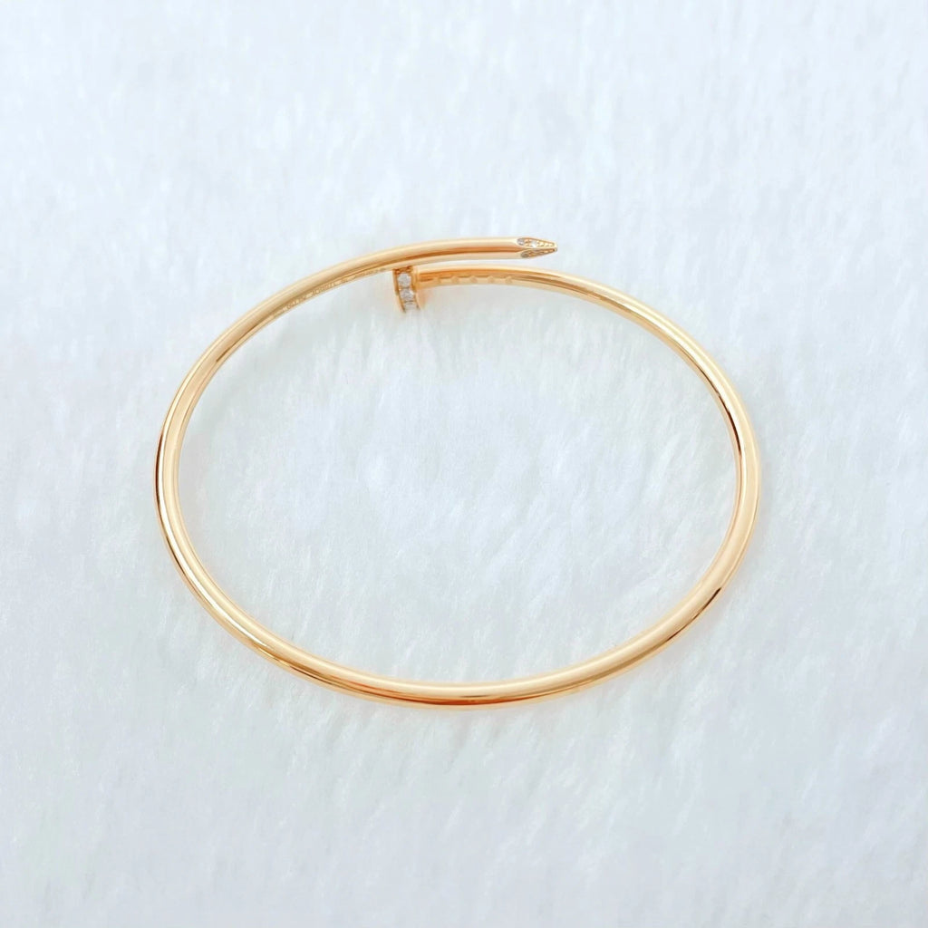 New Cartier Juste Un Clou 18k Rose Gold Small Bangle Bracelet Diamonds Size16