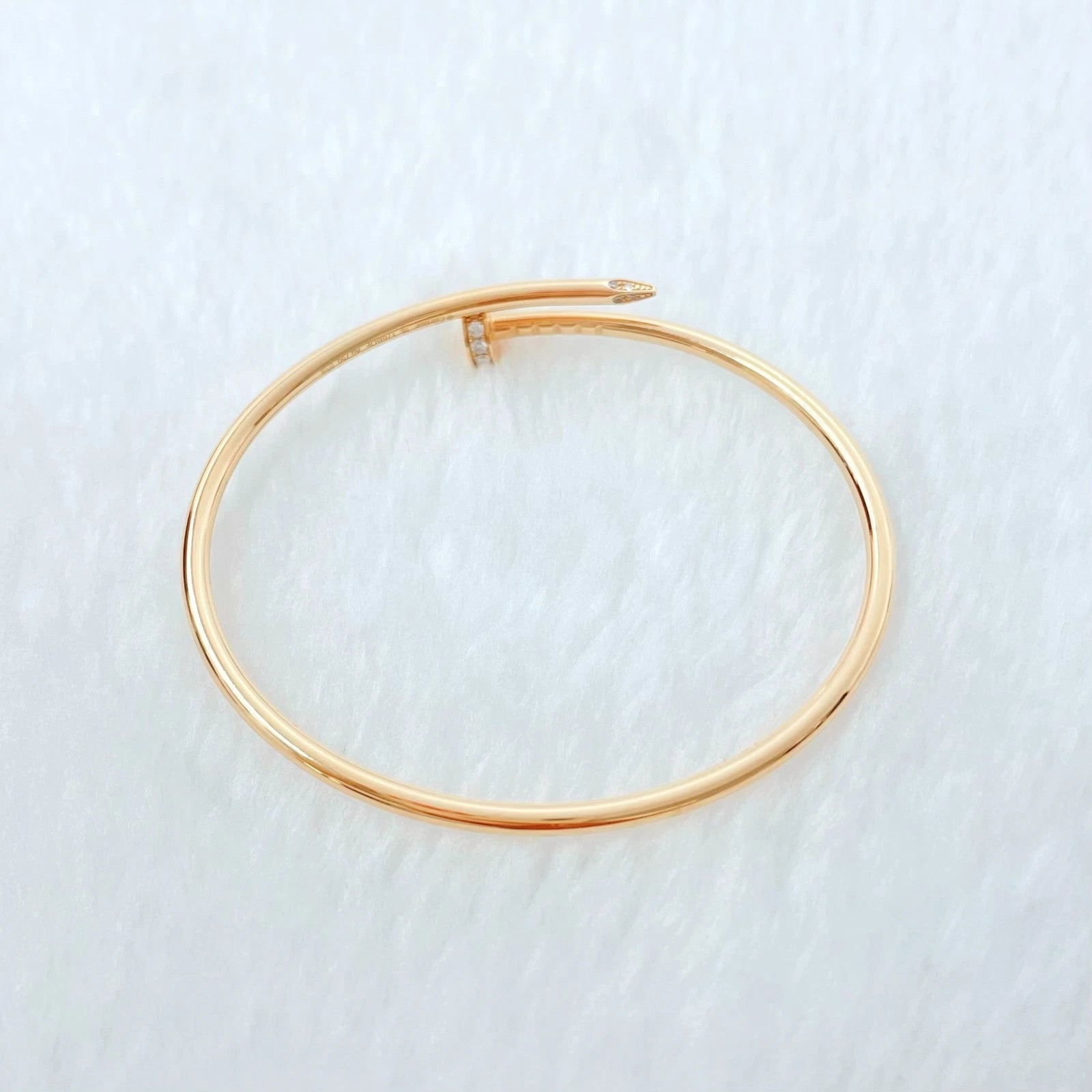 New Cartier Juste Un Clou 18k Rose Gold Small Bangle Bracelet Diamonds Size16