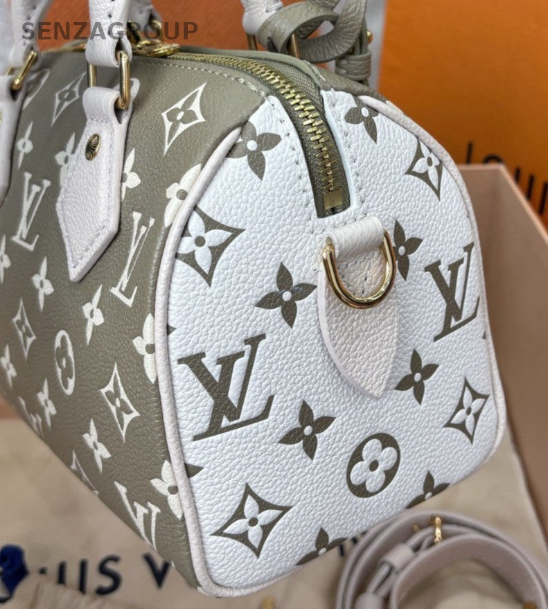 Louis Vuitton Speedy20 Monogram Calfskin Top Handle Crossbody Green Gold Women