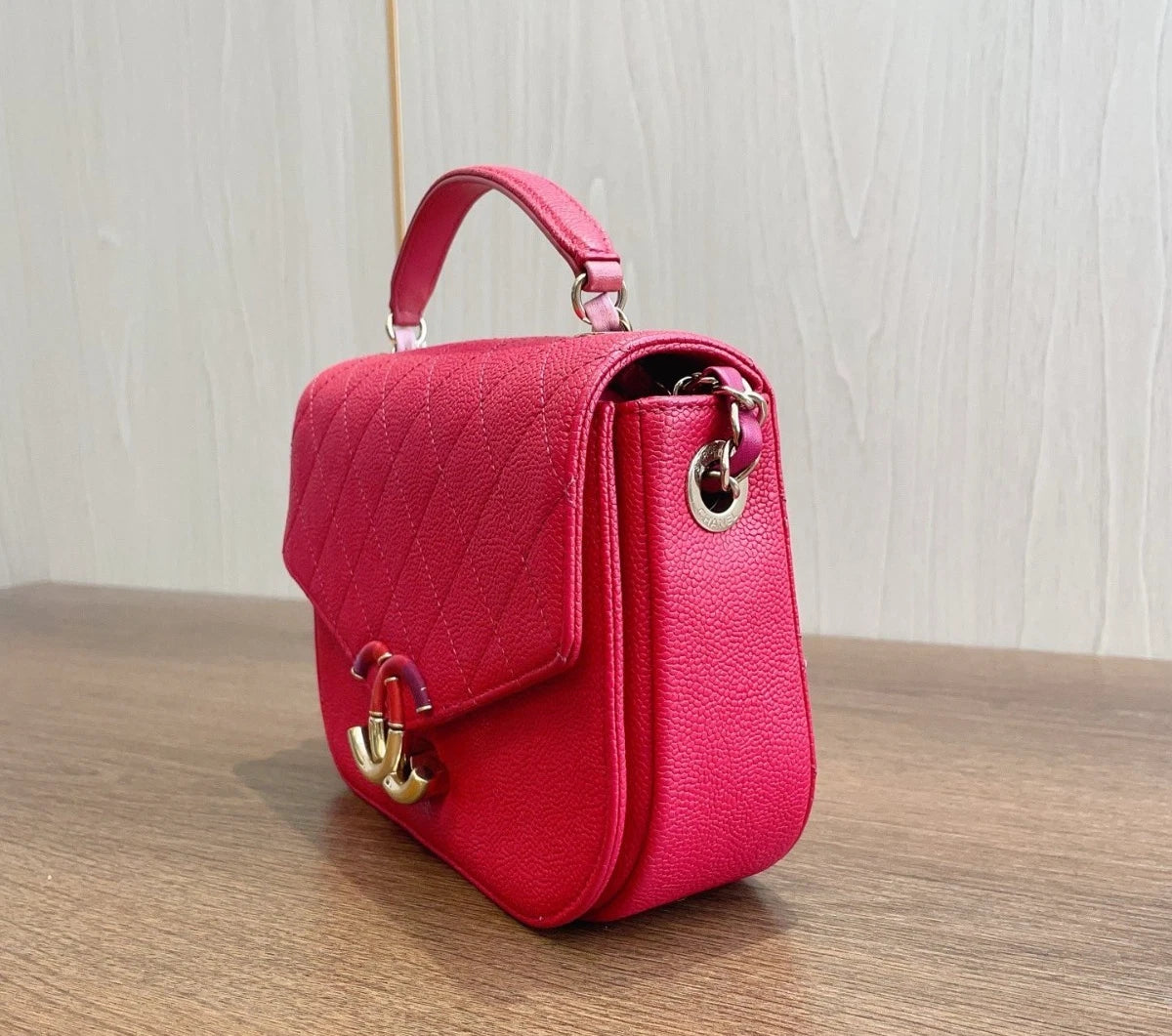 Chanel Coco Curve Cuba Calfskin Top Handle Bag Shoulder Bag Crossbody Red