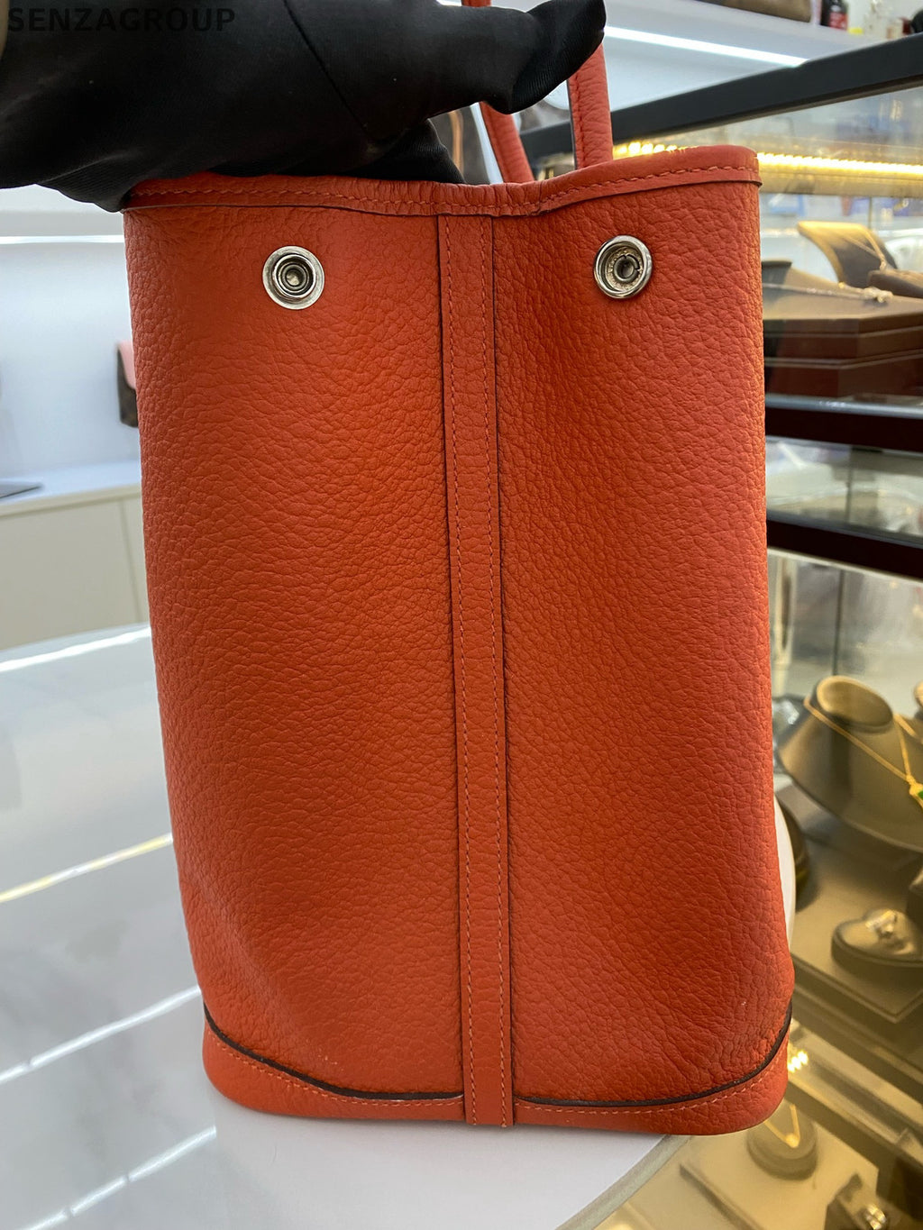 Hermès Garden Party 36 Tote Bag Red Silver Women's Classic Handbag