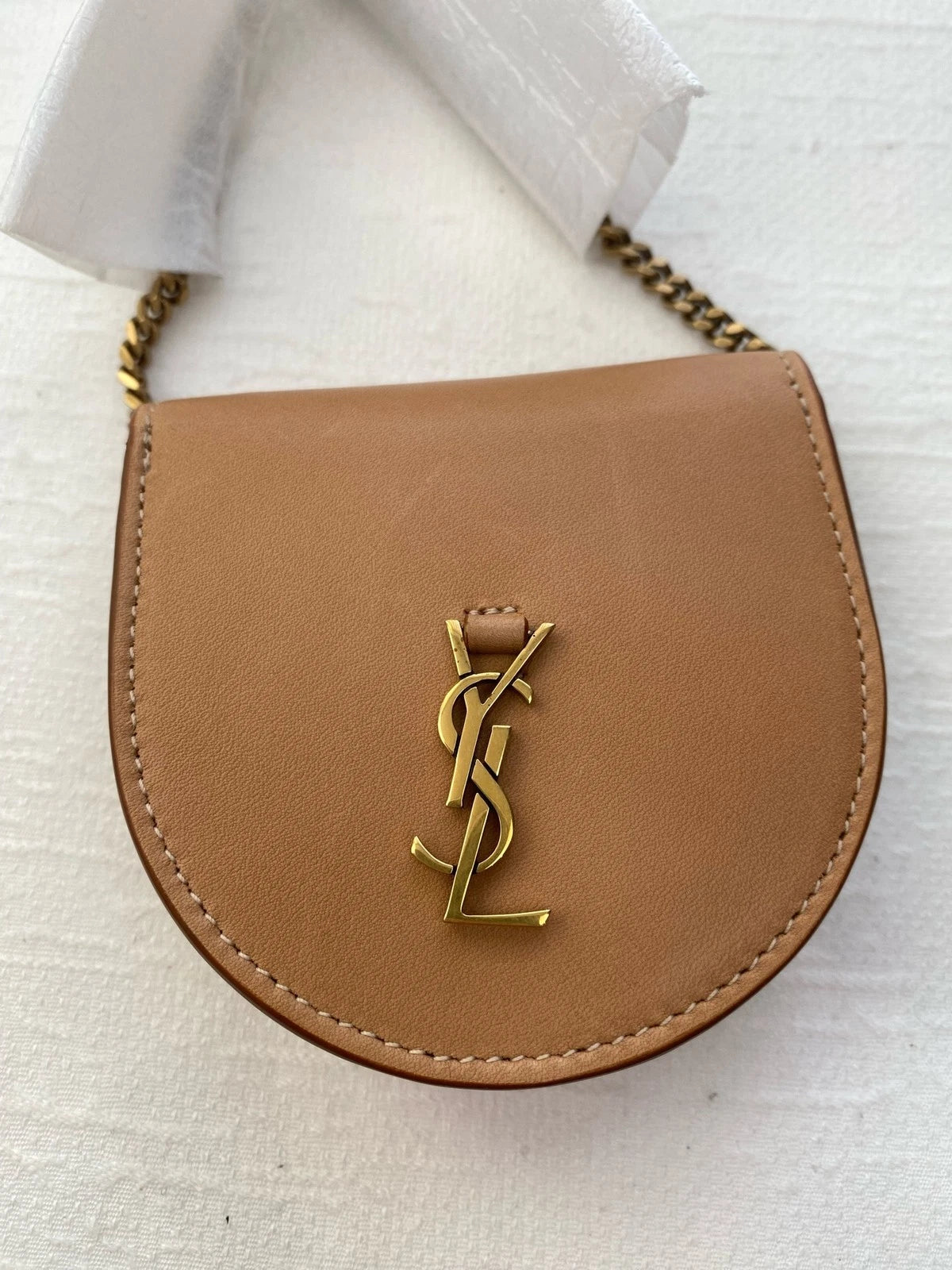 Saint Laurent Beige Leather Mini Crossbody Bag For Women