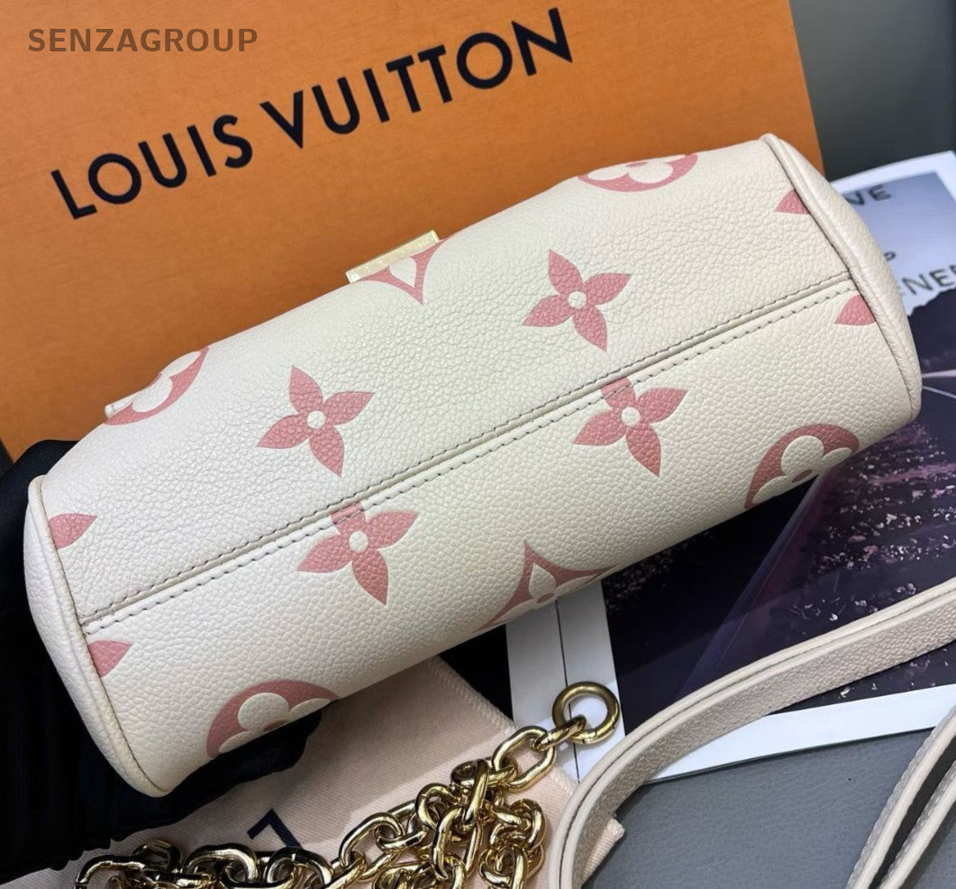 Louis Vuitton Favorite Monogram Chain Shoulder Bag White Gold Women Classic