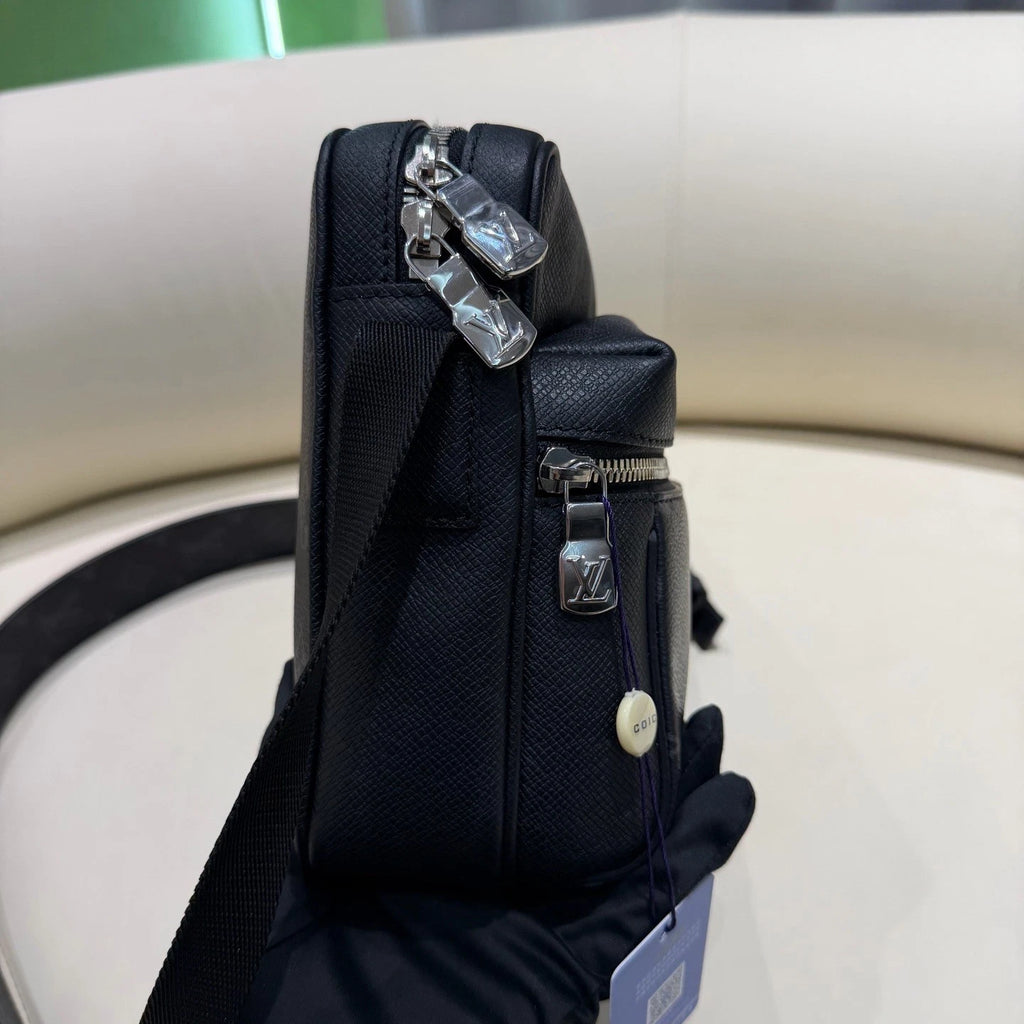 Louis Vuitton Outdoor Monogram Canvas Calfskin Black Shoulder Bag Crossbody SHW