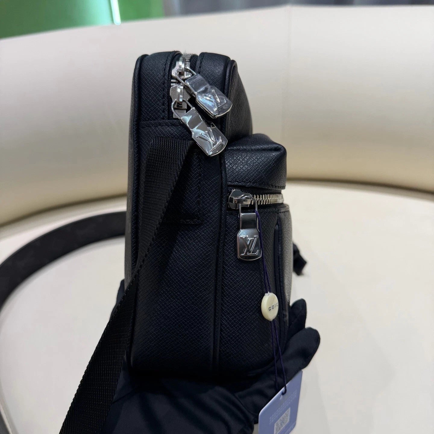 Louis Vuitton Outdoor Monogram Canvas Calfskin Black Shoulder Bag Crossbody SHW