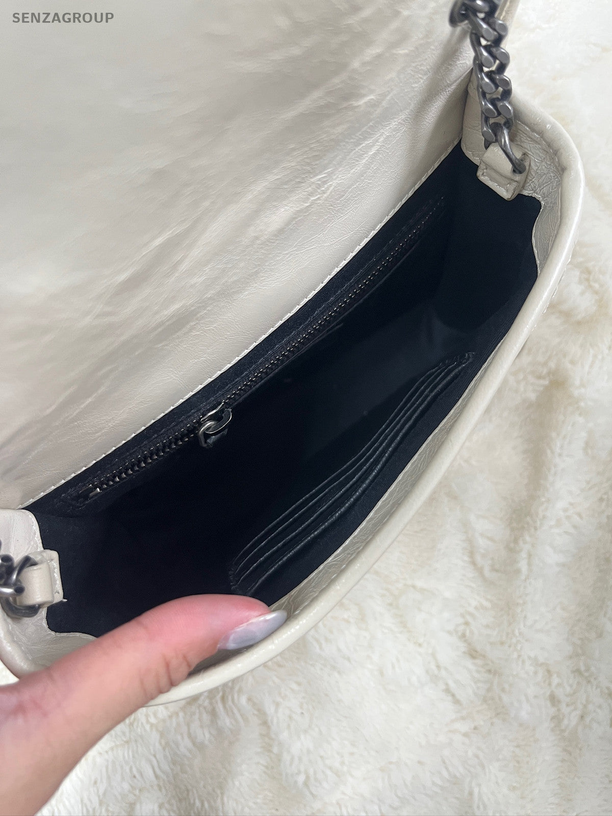 Saint Laurent Niki Mini Chain Shoulder Bag Silver Classic Women's
