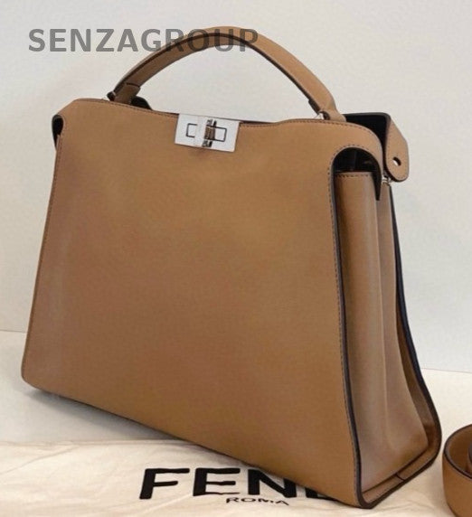 Fendi Peekaboo Essentially Top Handle Bag Crossbody Gray Silver Women Classic