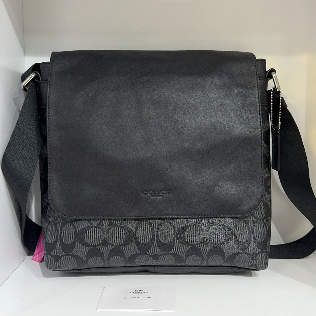 Coach Black Grey Monogram Canvas Shoulder Crossbody Bag For Women