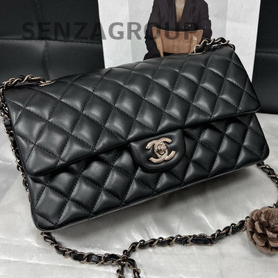 Chanel Classic Flap Medium Black Silver Lambskin Chain Shoulder Bag