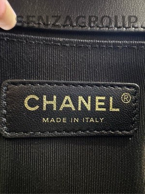 Chanel Le Boy Small Black Gold Quilted Calfskin Chain Shoulder Bag
