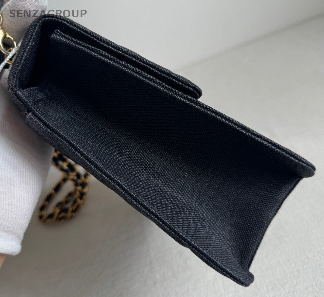 Chanel Kelly Vintage Chain Crossbody Top Handle Bag Black Gold  Women Classic