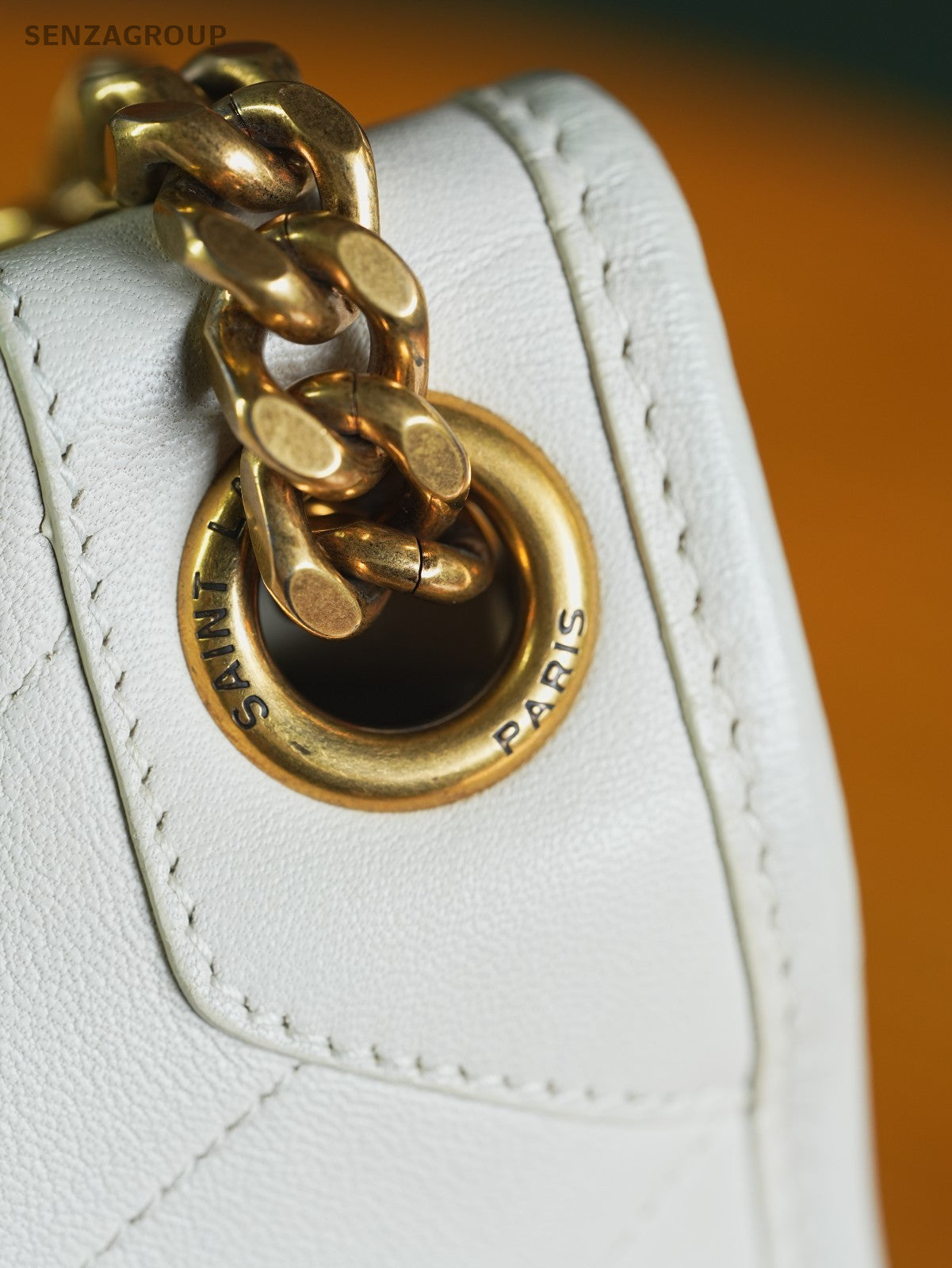 Saint Laurent YSL Niki medium White with gold Leather Shoulder Crossbody bag