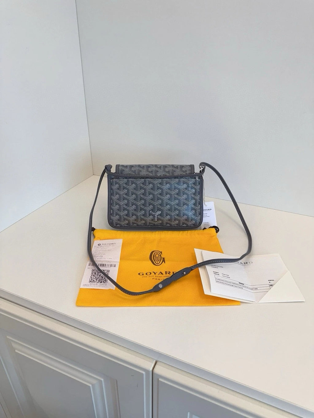 Goyard Gray Canvas Plumet WOC Envelope Crossbody Women